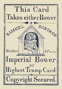 Der Imperial Bower von Samuel Hart, ca. 1872. Nach Simon Wintles „Samuel Hart, 1846–1871“. World Web Playing Card Museum. Wikimedia Commons, lizenzfrei.